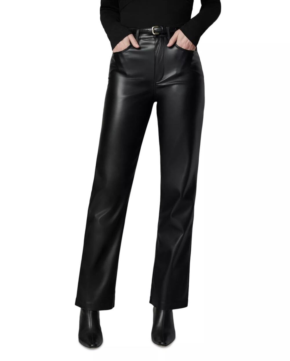 Joe's Jeans Women Black Faux Leather The Margot Casual Straight Jeans Size 27
